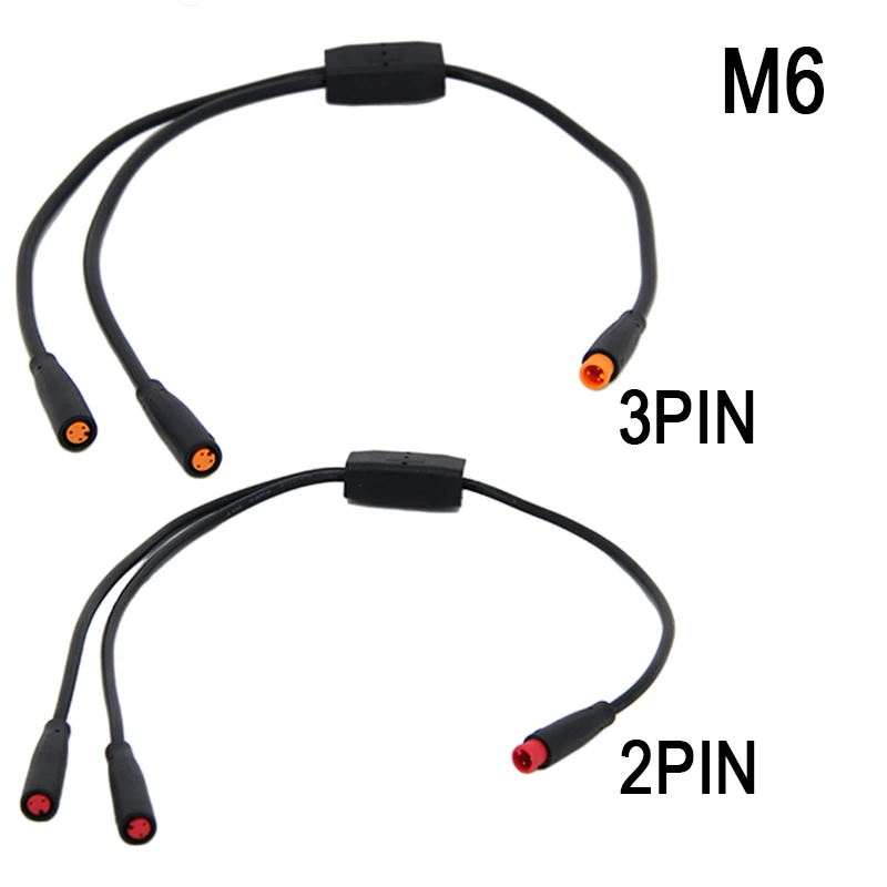 전기 버트 케이블 플러그 커넥터, 전기 자전거 방수 신호 센서 코드, 6mm M6 2 3 핀 코어, 1 수-2 암 스플리터 Julet