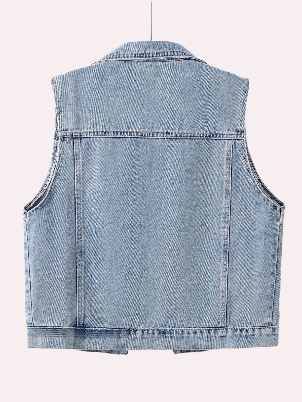 Damska kamizelka jeansowa na wiosnę i jesień, luźna, codzienna, uniwersalna, bez rękawów, odzież wierzchnia, z poduszkami na ramiona, kołnierz.