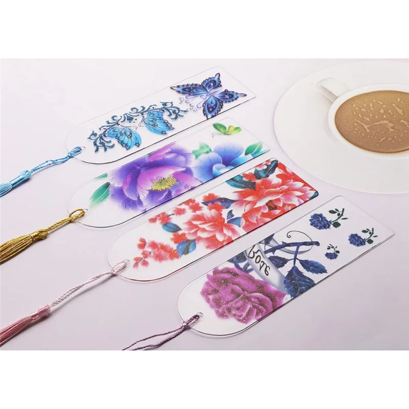 Blank Clear Acrylic Bookmarks 20Pcs Rectangle Craft Transparent Acrylic Book Markers with 20Pcs Small Bookmark Tassels JDJ