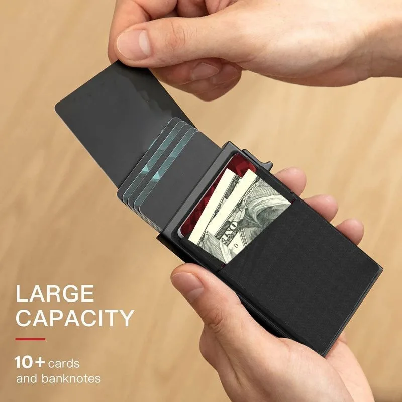 Automatic Pop Up Credit Card Holder for Men Alloy Simple RFID Blocking Cardholder Women's Purses Portable Slim Mini Wallets