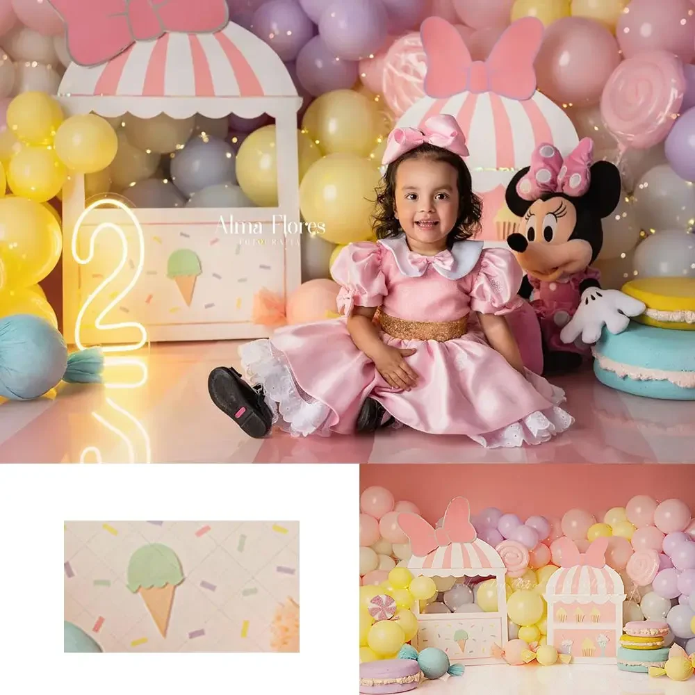Macarone and Ice Cream Shop Photography Backdrop Kids Baby Cake Smash Photocall Props Child Adult Birthday Studio Backgrounds