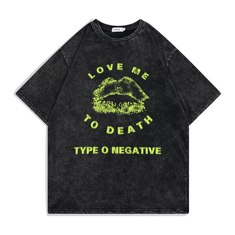 Washed Vintage Type O Negative Who Will Save The Sane Tshirt Men Women Rock Metal Gothic T-shirt Man Oversized Cotton T Shirts