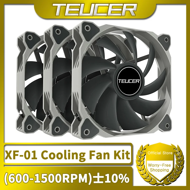 TEUCER XF-01 Computer Cooling Fan 4PIN PWM 1500RPM Adjust Speed Silent PC CPU Fan 120mm Fans Kit Cooler Fan