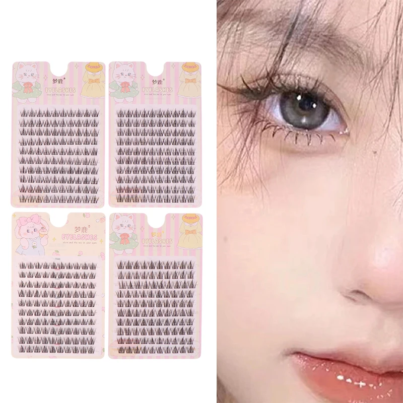 100pcs Lazy Man Fake Eyelash Trilogy Natural Eyelash Personal Eyelash Single Cluster Fairy Little Devil Self Adhesive Novice