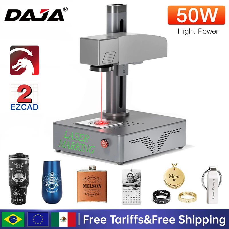 DAJA S4 50W Fiber Laser Marking Machine Metal Nameplate Engraver for Jewelry StainlessSteel Portable Engraving IndustrialDesktop