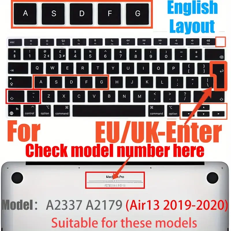 Hotkey Shortcut Keyboard Cover EU ISO for MacBook Air 13