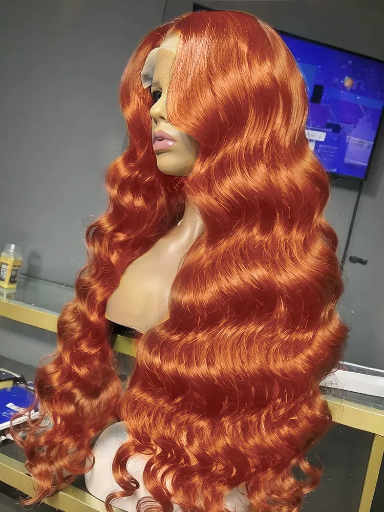 350 Ginger Orange Body Wave 30 40 Inch HD Transparent 13x6 Lace Front Human Hair Wigs Pre Plucked 13x4 Colored Lace Frontal Wig