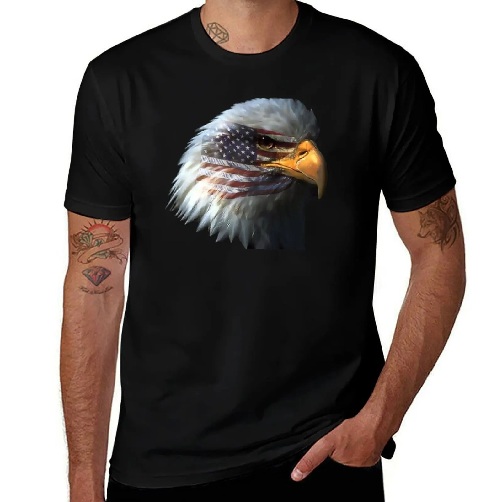 

t shirt high casual t man soft cotton quality cotton shirts shirts man EAGLE T-Shirt t FLAG for AMERICA