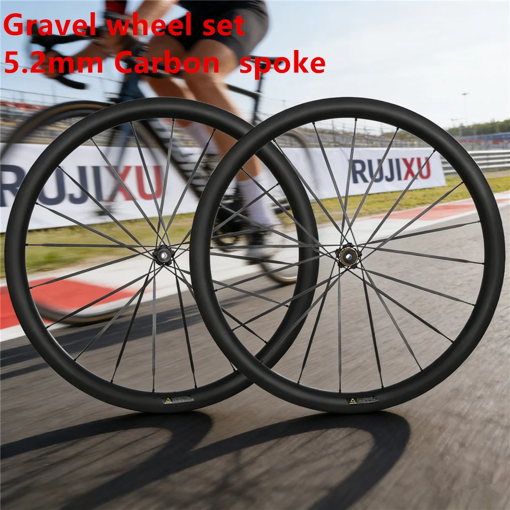 

Ultralight 38mm Gravel Road Wheelset 60T Ratchet Ceramic Bearing No Painting 700C Disc Brake Carbon Spokes Wheels