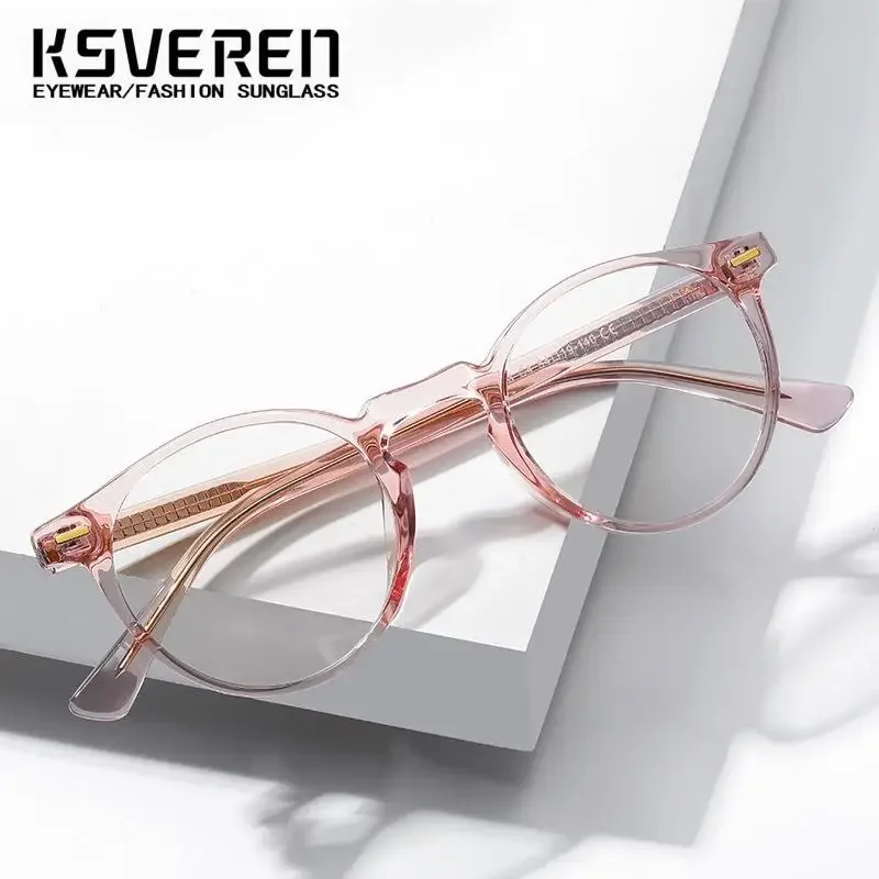 KSVEREN Blue Light Blocking Reading Glasses TR90 Frame Prescription Optical Eyeglasses Frame for Women Retro Computer Glasses