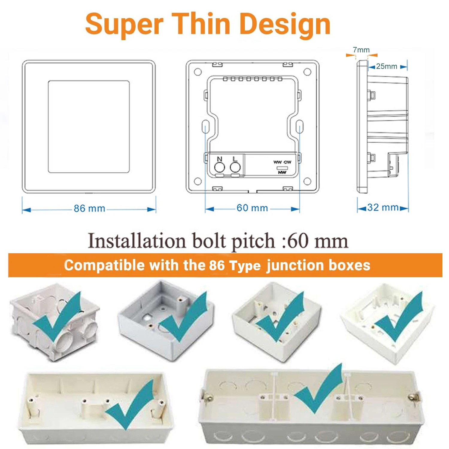 Square Wall Light Step Light LED 3CCT Recessed Stairs Lamp Indoor lighting Nightlight Stairway Led Corridor Foyer Kitchen Lamp