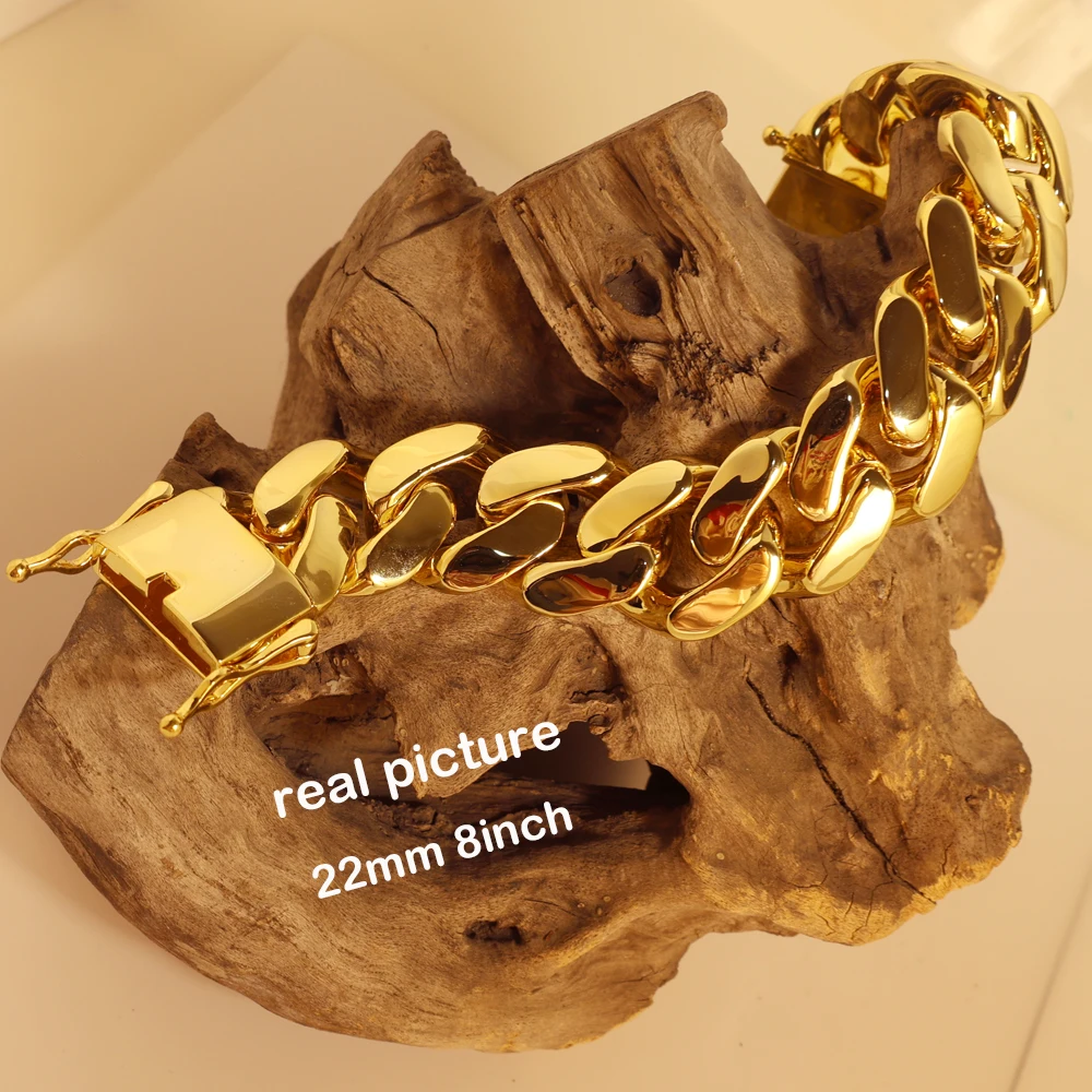 

22mm 18k gold plated Miami Cuban link chain Bracelet Fashion for men