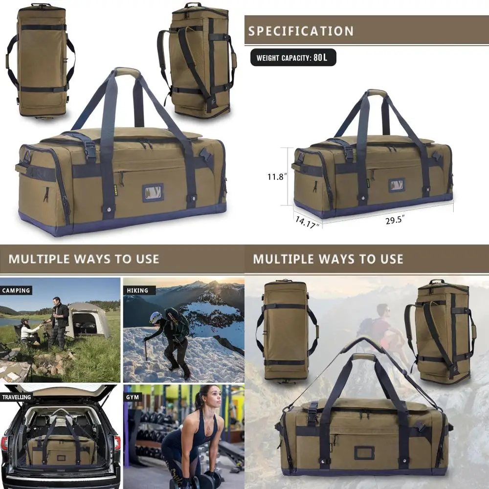 

Heavy-Duty Foldable Tactical Canvas Duffel Bag for Men and Women, Ideal for Travel, Gym, and Outdoor Adventures