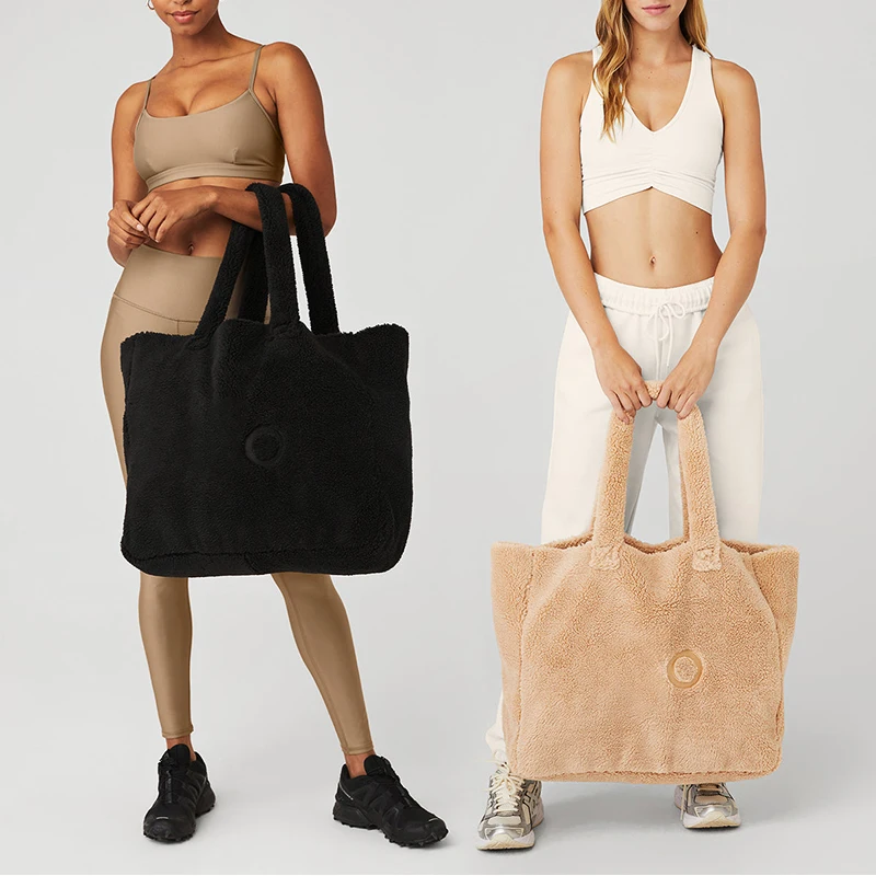 LO Cute Foxy Sherpa Tote Plush Yoga Handbag Comfortable Large Capacity Makeup Storage Bag Autumn and Winter Plush Shoulder Bag
