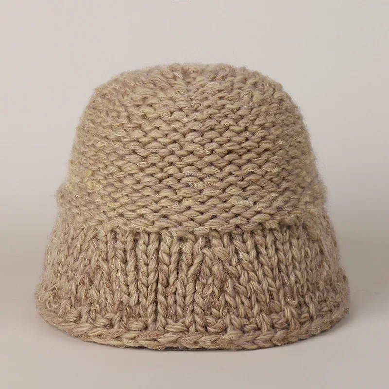 

Women's Handmade Knitted Bucket Hats Winter Warm Fisherman Caps Unisex Outdoor Coldproof Cycling Ski Cold Hat Lady Panama Gorros