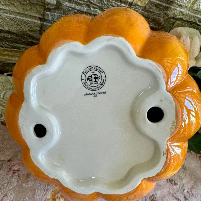 Underglaze Colorful Pumpkin Decor Rustic Farmhouse Ornament for Entryway Orange Harvest Thanksgiving Gift Artisan Pottery