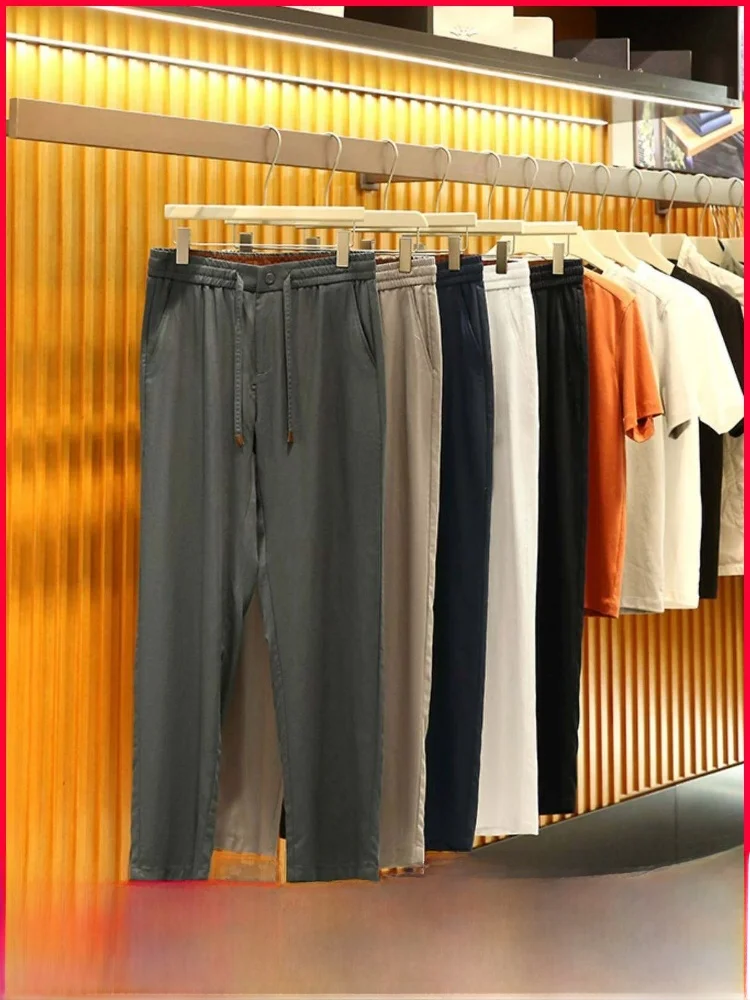 

Casual Smooth Mixed Linen Men's Anti-Wrinkle Spring Summer Pants Faionable Straight Leg Breathable Comfortable