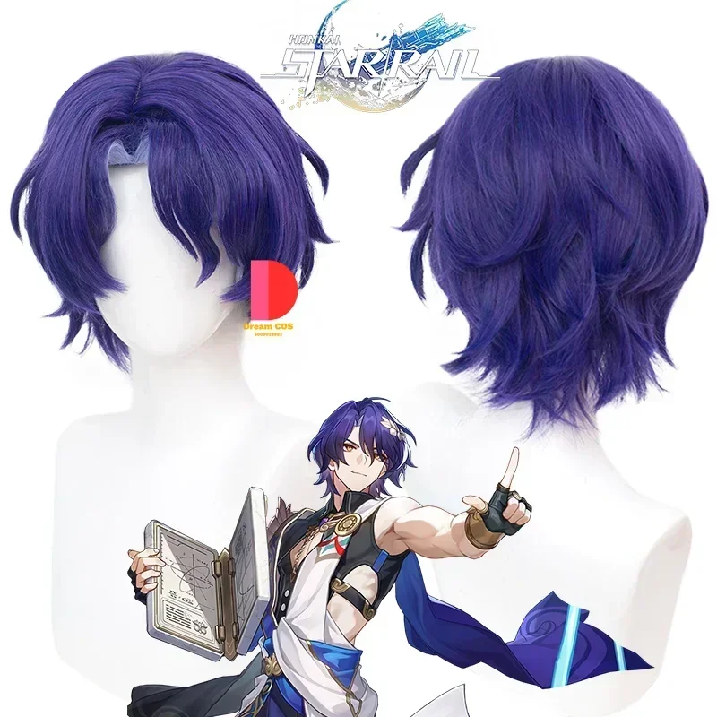 Dr Ratio przebranie na karnawał peruka Honkai Star Rail Veritas jednolite pierścienie nakrycia głowy Intelligentsia Guild impreza z okazji Halloween strój męski #   1
