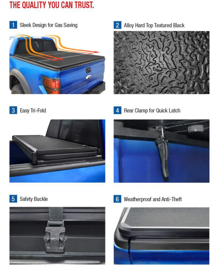 Liyuan Factory Tri-fold Tonneau cover  for  D-Max 2007-2012 pickup truck bed cover