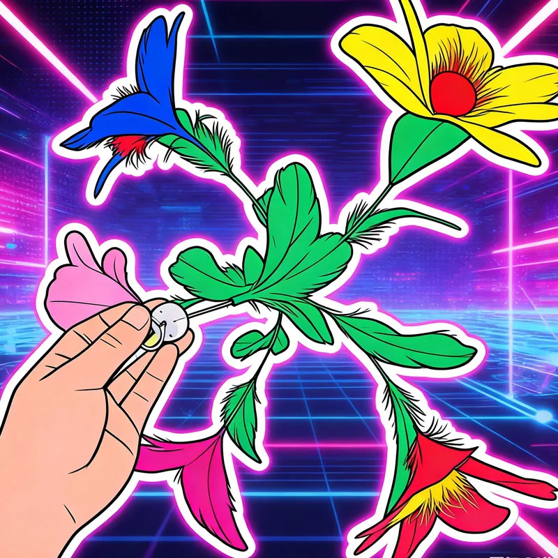 うなずき袖花マジックトリック-ステージやパーティーのパフォーマンス用の5つの羽根花マジック、プロのマジシャン用小道具