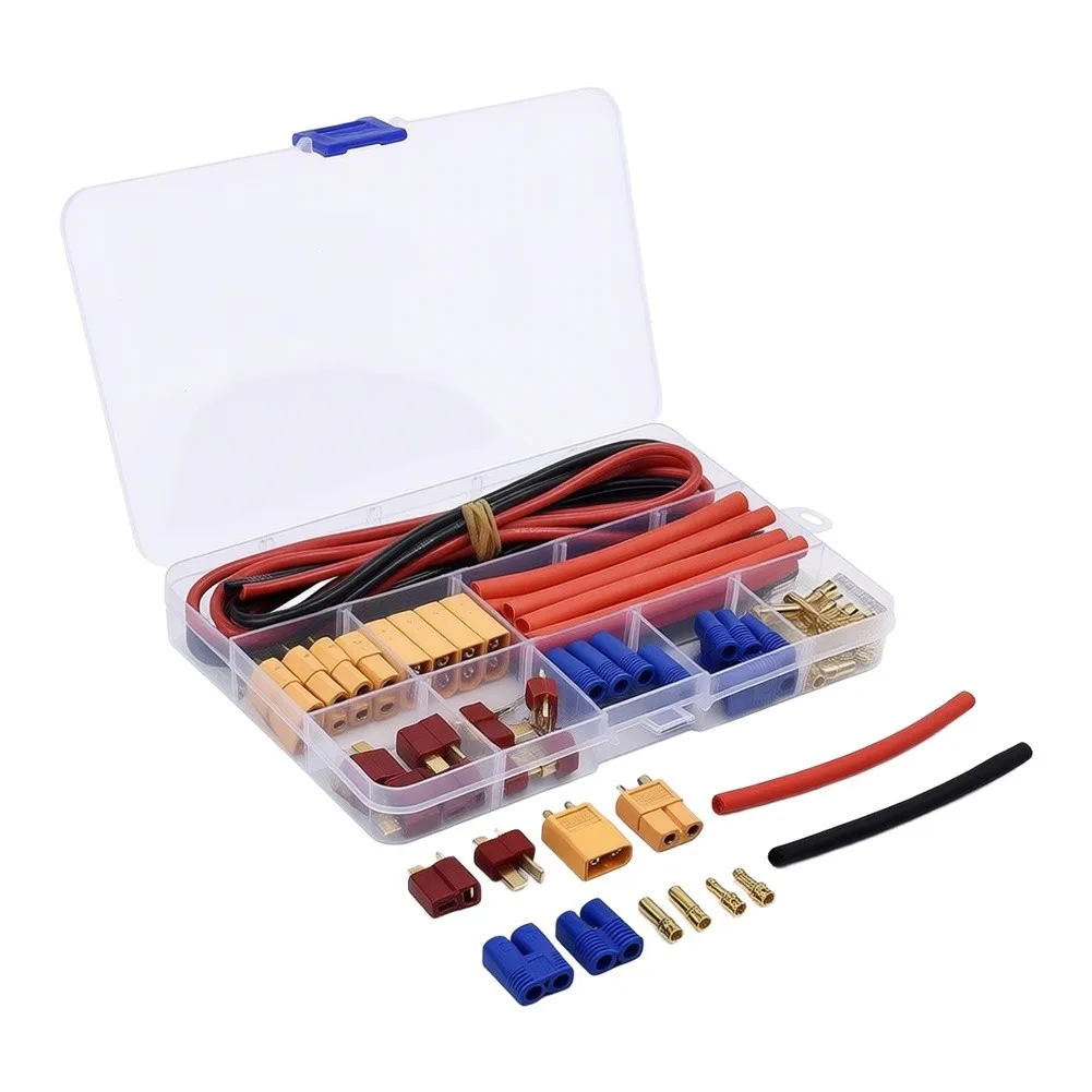 For EC3 For XT60 T-Connector Bundle 50 pcs with 14AWG Silicone Wire for RC Car Battery Power Distribution Wiring
