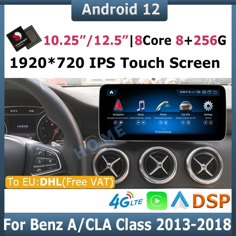 

Snapdragon Android 12 10.25 /12.5 inch Car Multimedia Player GPS Radio for Mercedes Benz A W176 CLA C117 X117 GLA X156 2013-2018