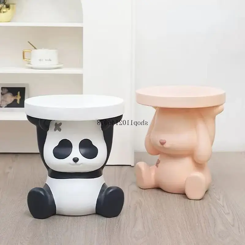 Panda-shaped Shoe Changing Stool Creative Ottoman for Home Entrance Living Room Multi-use Vanity Chair Decorative Home Accessory