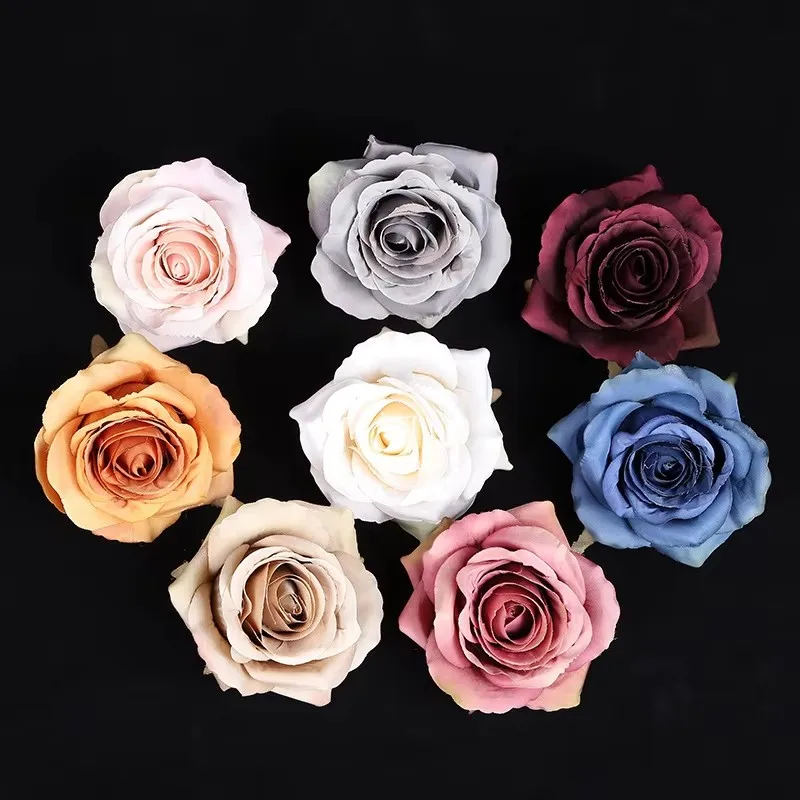 

30/50/100pcs Artificial Flowers Silk Roses Head Home Wedding Decorative Plants Wreaths Bridal Accessories Christmas Decorations