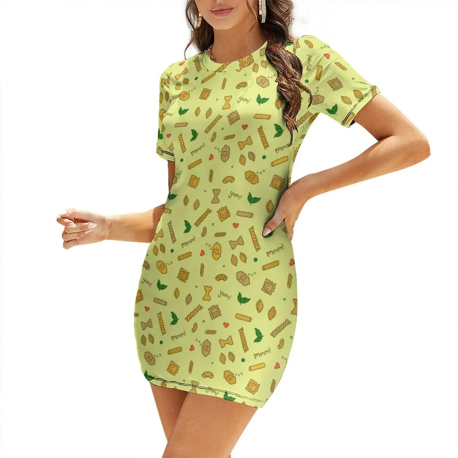 

Pasta Green! Short-Sleeved Dress dress for women long dress women evening dresses women