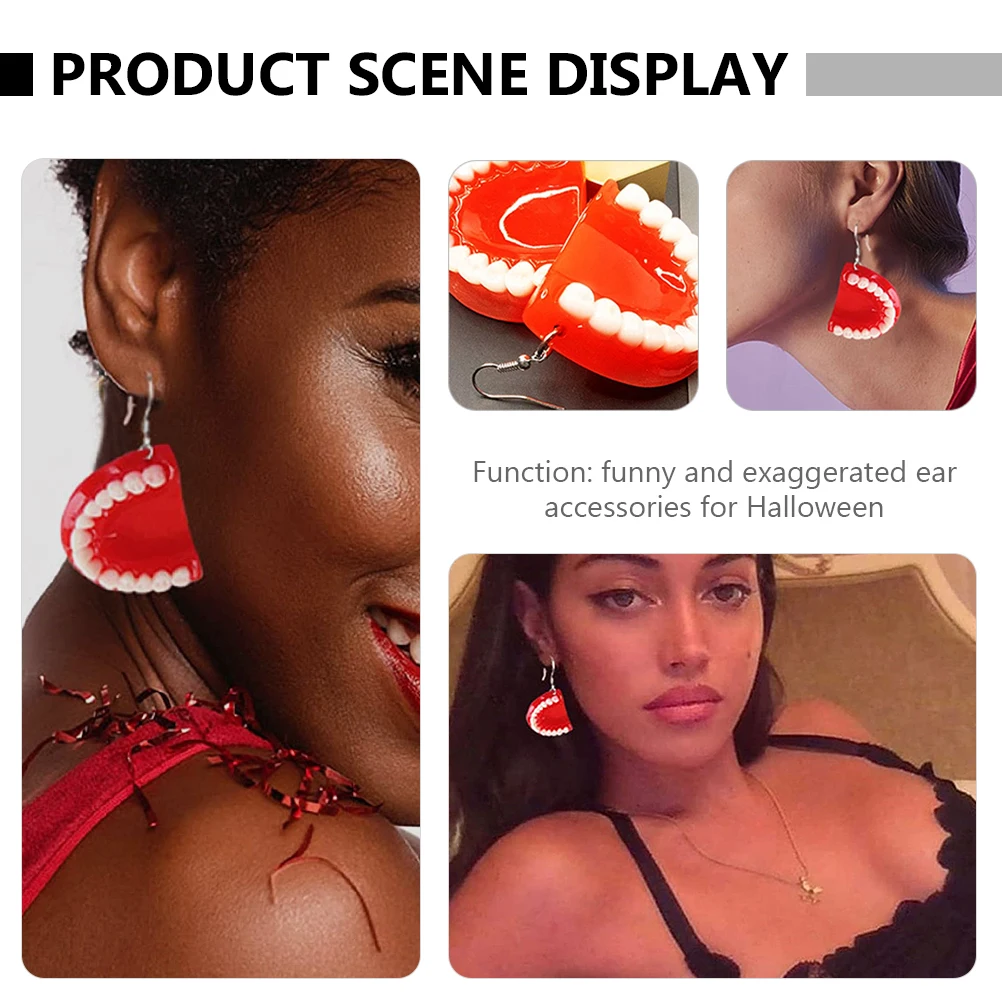 

Funny Denture Earrings Resin 3D Tooth Model Drop Earrings Personalized Party Halloween Decorative Gift