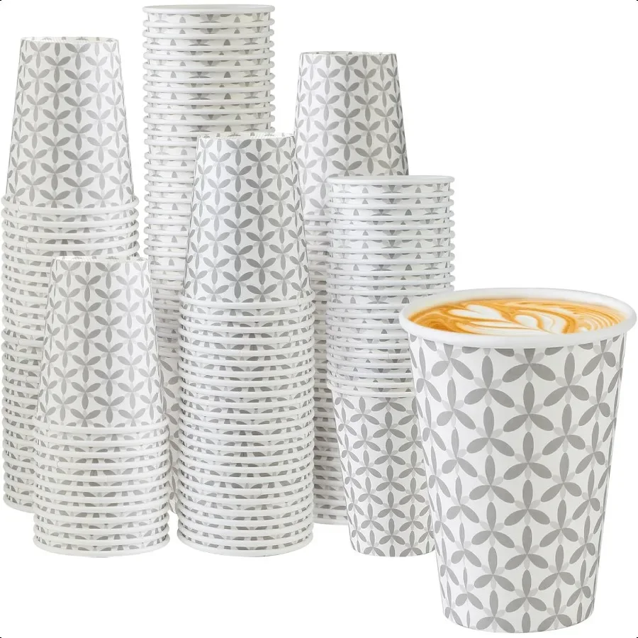 

180 Pack 12 oz Coffee Cups Paper Coffee Cup 12 oz Coffee Cups Leakproof Hot Drink Cup for Cafe Office Party