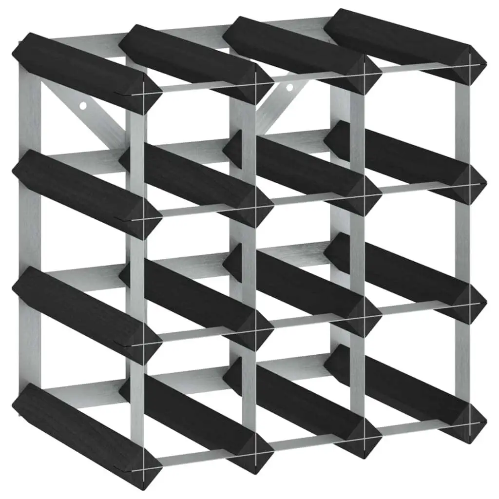 Black Solid Pine Wood Wine Rack Holds for 12 Bottles - Stylish & Sturdy Storage Solution