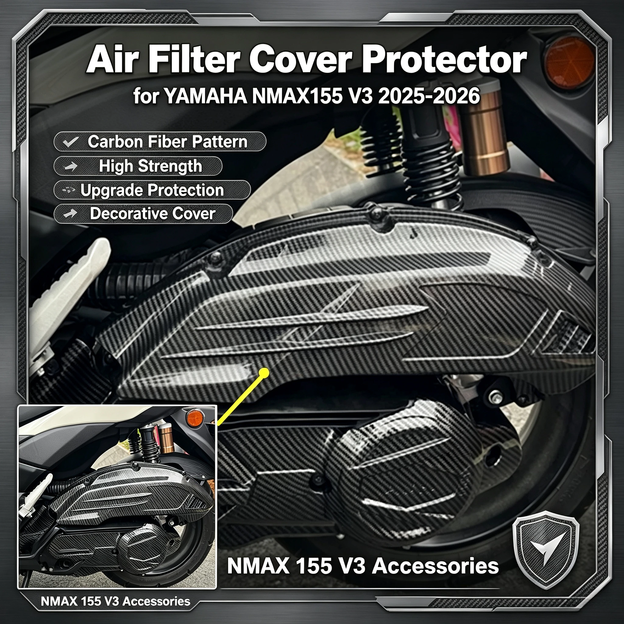 For YAMAHA NMAX 155 V3 2025-2026 Carbon Fiber Protection Cover Scooter Decorative Accessories