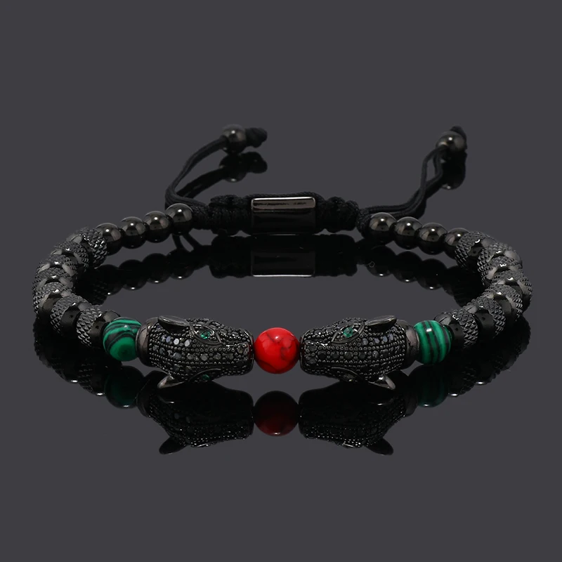 Luxury Leopard Head Charms Man Bracelet Stainless Steel Beads Woman Bracelets Lover Couple Jewelry Gift