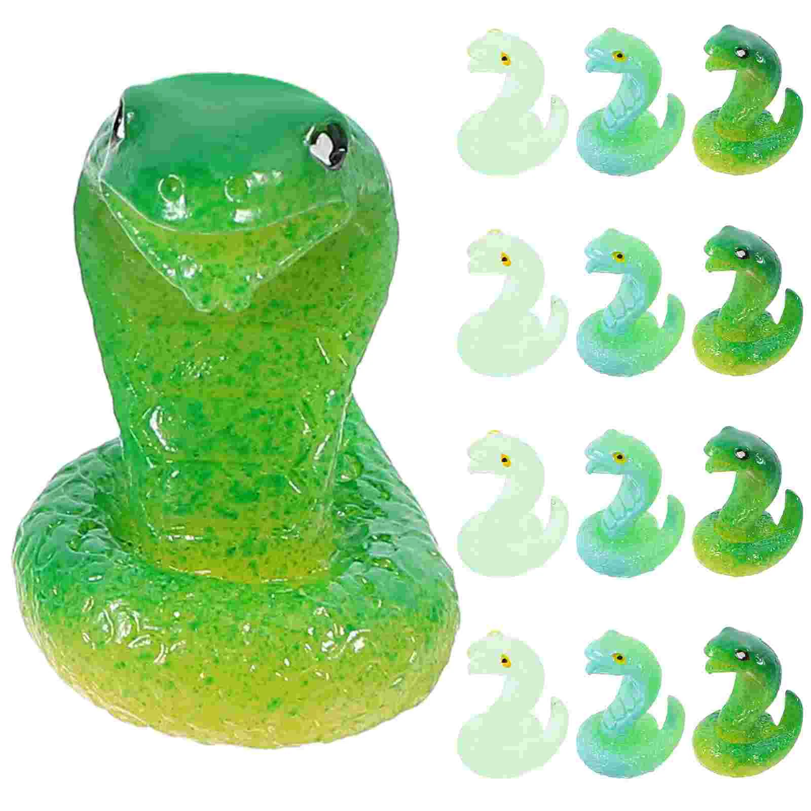 16 Pcs Micro Landscape Snake Mini Animal Figure Lovely Figurine Resin Statue Model Cartoon