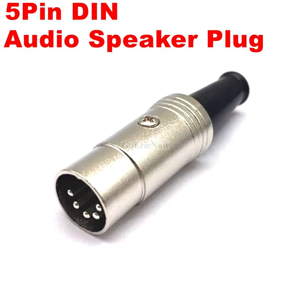 1 pcs 5 Pin Audio Adapter DIN Plug Male Midi Connector Cable Lead Audio Adapter Male Inline Plug With Heavy Duty Cable Clamp