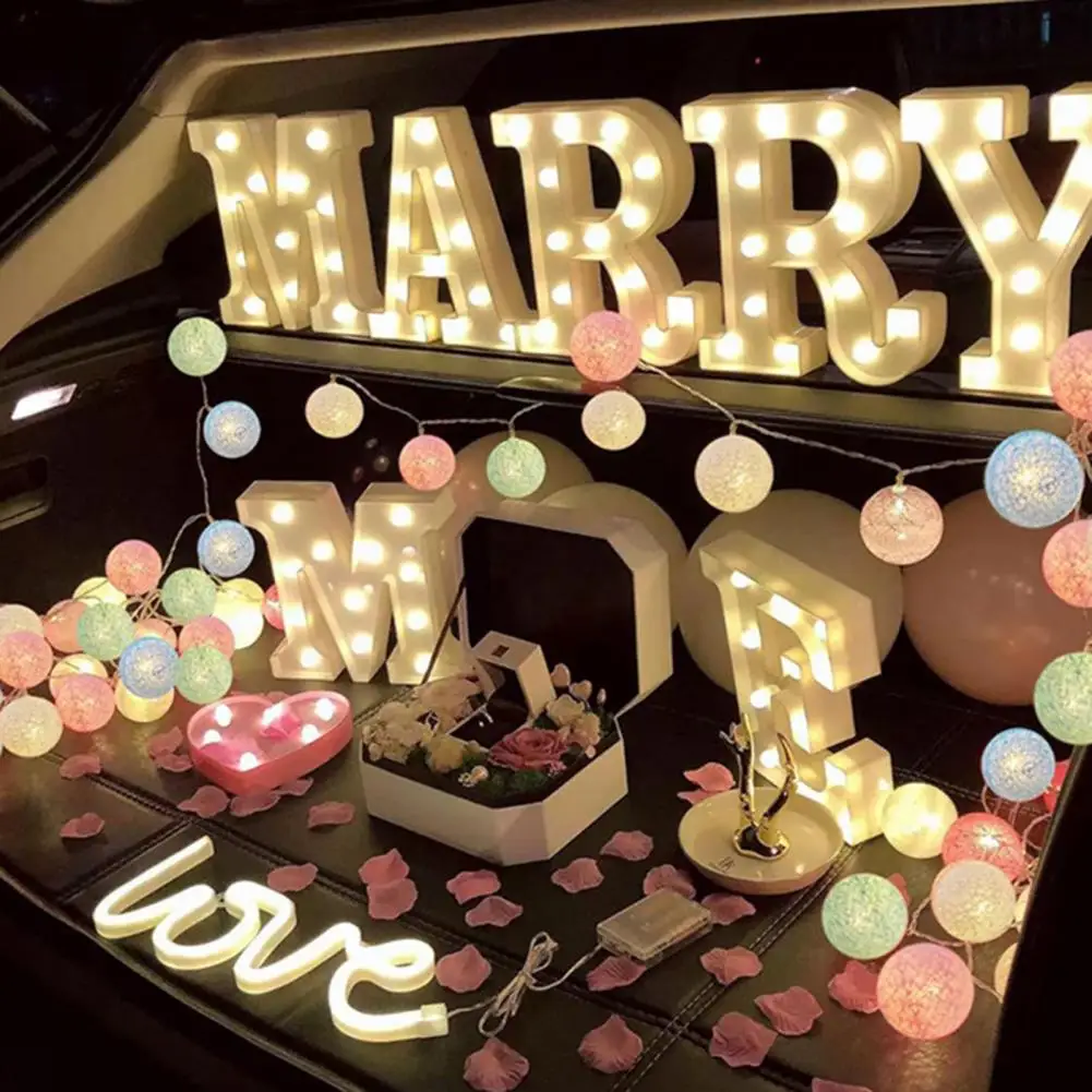 String Lights Decor Led String Lights Waterproof Cotton Ball String Lights Battery Operated 10/20/40 Leds for Christmas