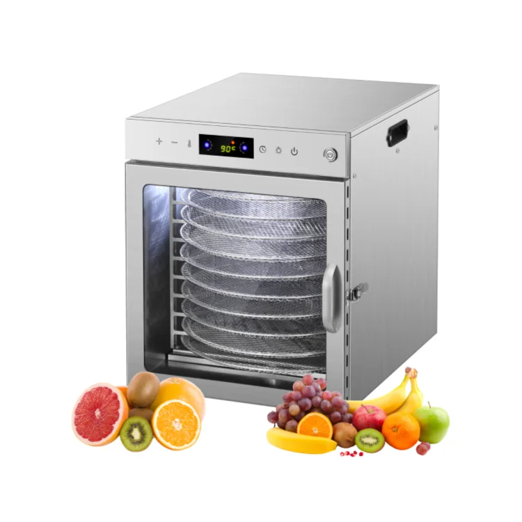 10 Trays Stainless Steel household Fruit and Vegetable Dehydrator Rotate food Dryer Dehydrator