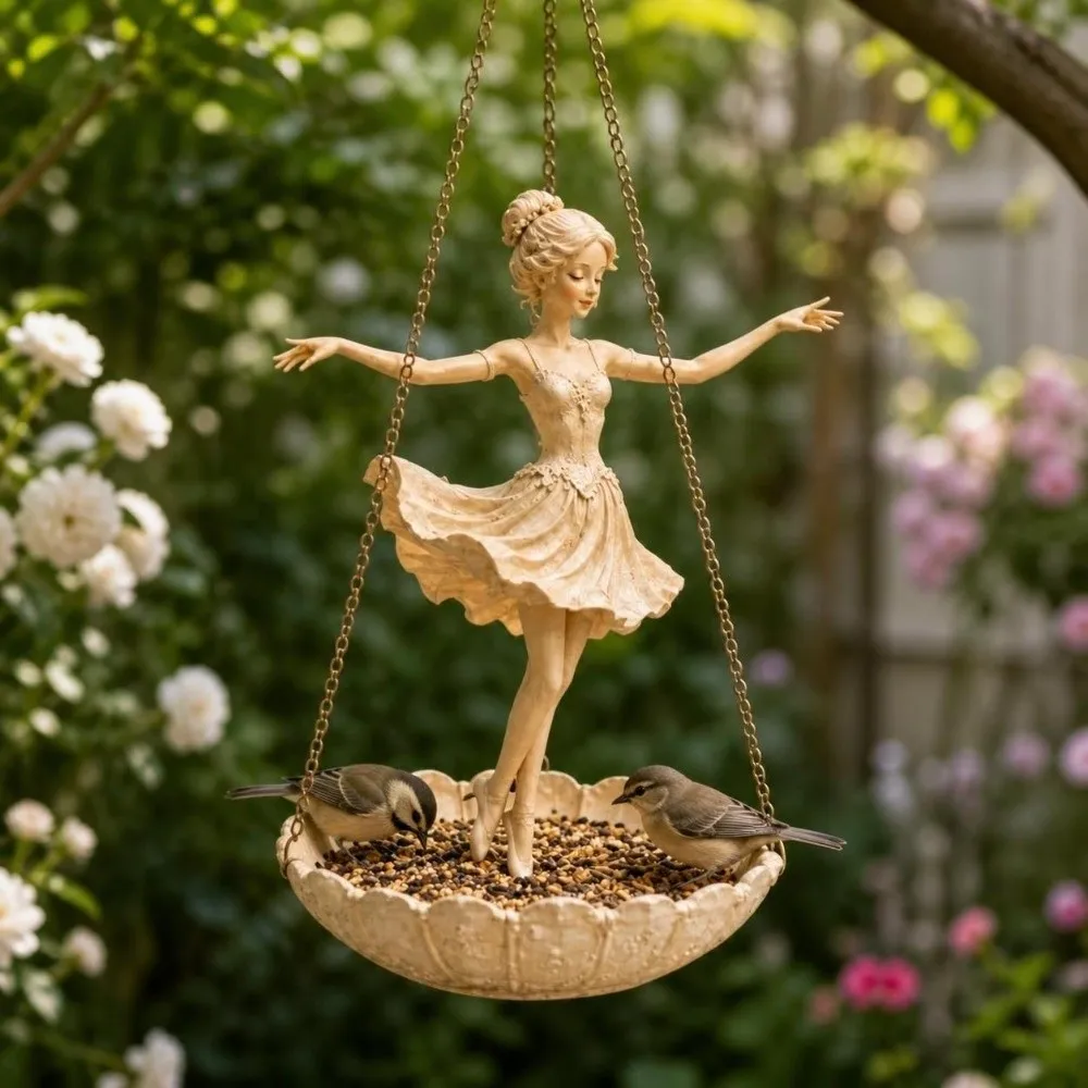 Resin Ballet Dancer Hanging Planter Elegant Vintage Fairy Flower Pot UV Resistant Save Space Flower Container Indoor Decor