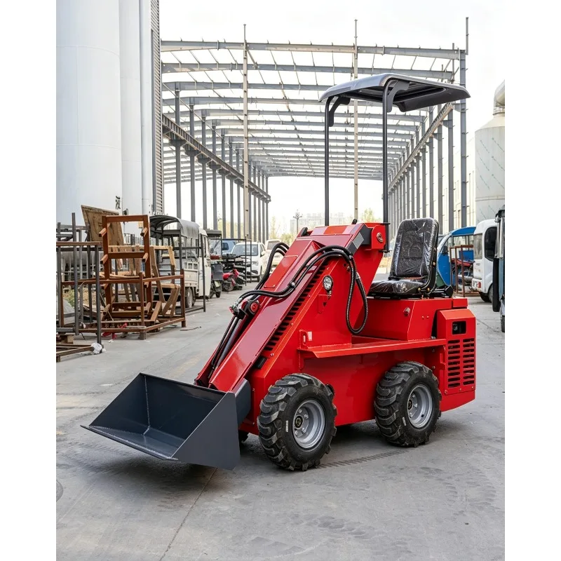 Small Turning Radius Mini 3 Wheel Skid Steer Loader, Compact Diesel Skid Steer Loader for Narrow & Tight Construction Site