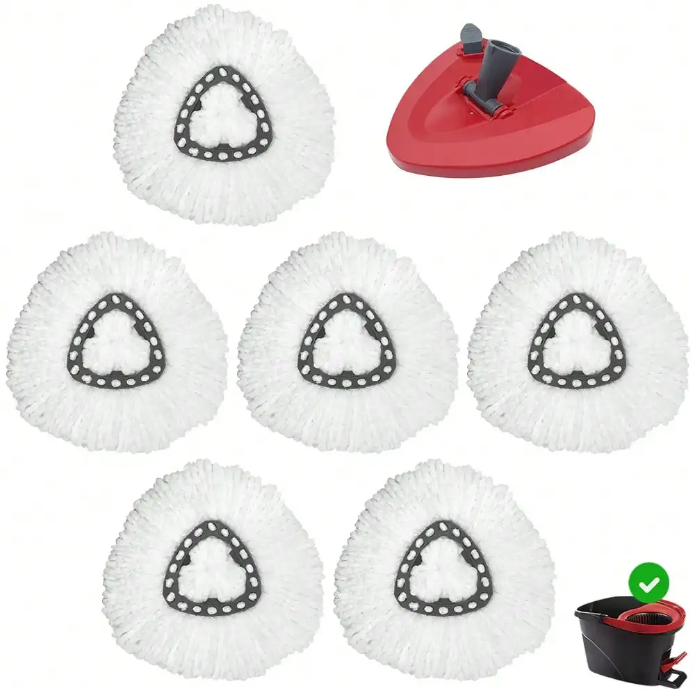 

4/6 PACKS Spin Mop Refills With Base, Perfect For O-Cedar Easywring 1 Tank System, 100% Microfiber, Replacement Mop Heads Cleani