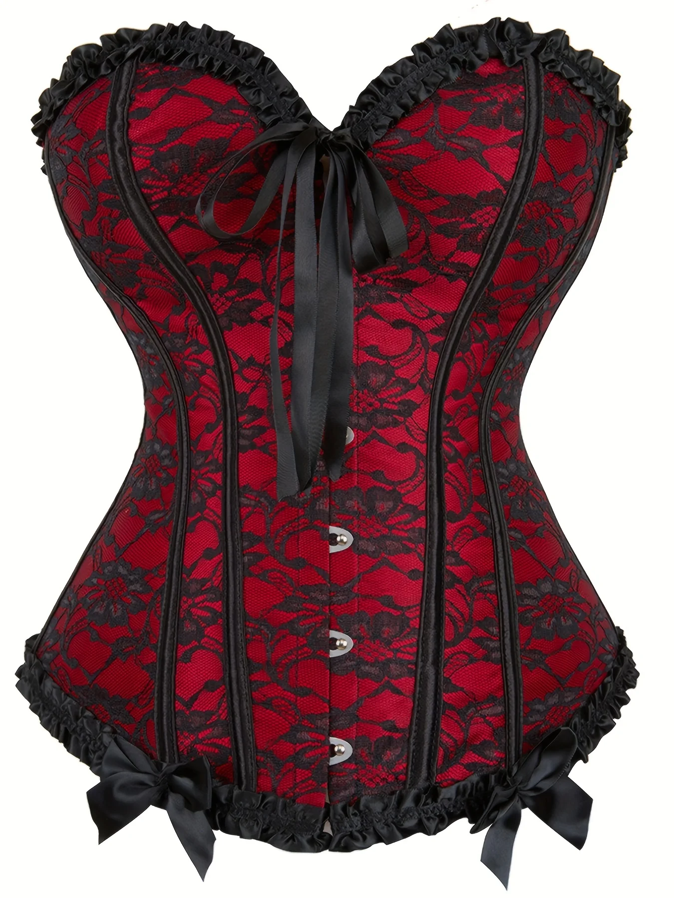 

Royal Baroque Corset Bustier for Women Antique Steel Boned Lace Waist Trainer Bridal Shapewear, Tummy Control Body Shaper Under