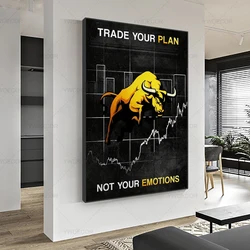 Abstract Bull Market Wall Street Power Bearish And Bullish Canvas Wall Art Decor Posters Print Wall Art Office Home Decor Gift