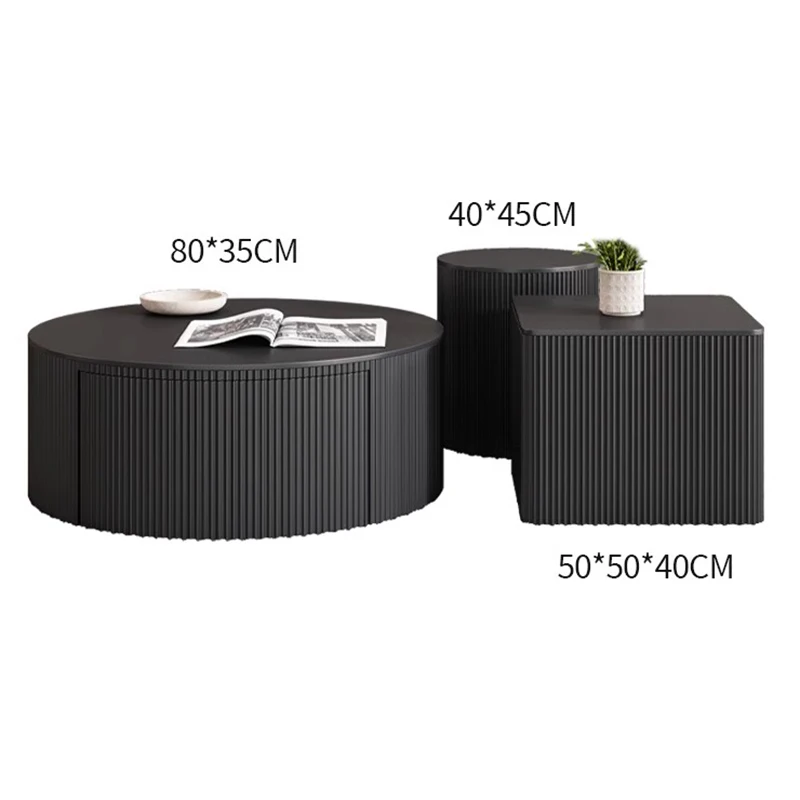 Modern Design Coffee Table Storage Black Floor Center Coffee Table Nordic Round Mesa De Centro De Sala Living Room Furniture