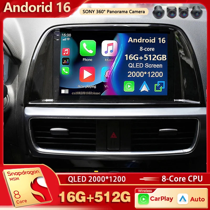 

Android 16 For Mazda CX5 CX-5 CX 5 2012-2015 2K QLED Stereo Car Radio Multimedia Video Player GPS AI Voice CarPlay 4G Head Unit