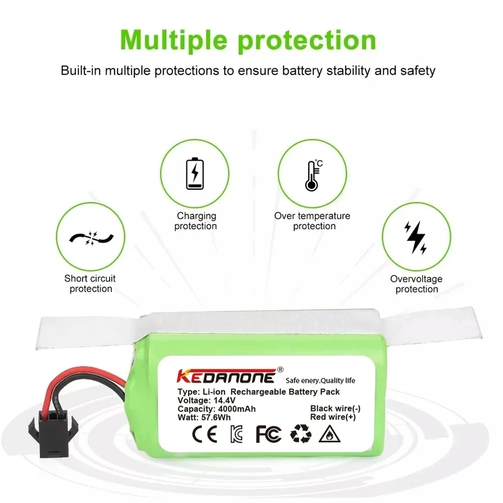 Batteria di ricambio 14.4v 2800mAh compatibile con Ecovacs Deebot N79 N79S DN622 ed Eufy RoboVac 11,11S,12,15C,15T,35C,G10 Hybrid