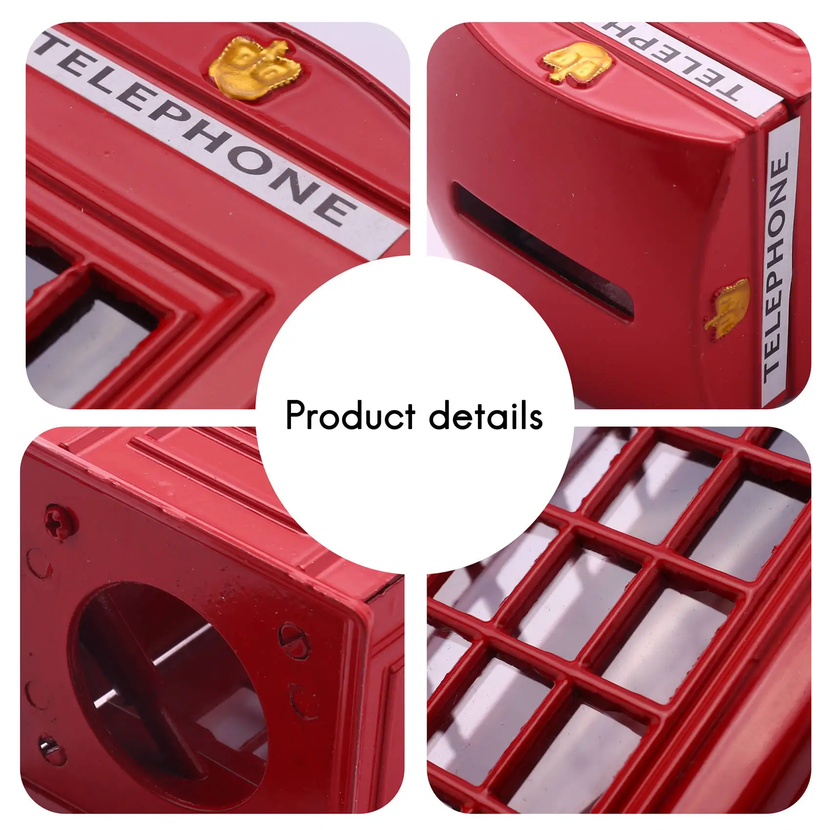 MAKE-Metal rouge britannique anglais londres cabine téléphonique banque banque de pièces de monnaie Pot d'épargne tirelire rouge cabine de téléphone boîte 140X60x60mm
