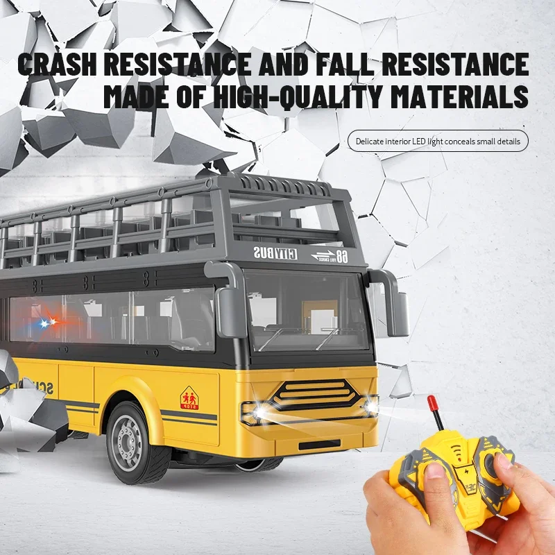 Rc Bus 1/30 Afstandsbediening Auto Schoolbus Hoge Snelheid 4Ch Elektrische Rijden Bus Model Led Verlichting Voertuig Speelgoed voor Jongens Kids Gift