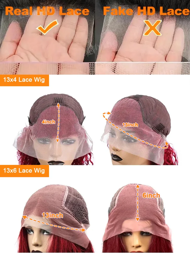 250 الكثافة موجة عميقة 99J بورجوندي 13x4 الدانتيل الباروكة الأمامية شعر الإنسان 13x6 مجعد 30 40 بوصة HD الدانتيل الجبهة الباروكات النبيذ الأحمر موجة المياه #6