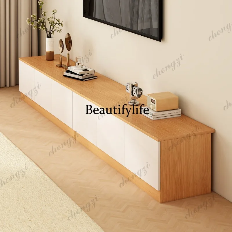 

Living room household 2026 new small apartment floor-to-ceiling Japanese-style wind storage and storage integrated TV cabinet